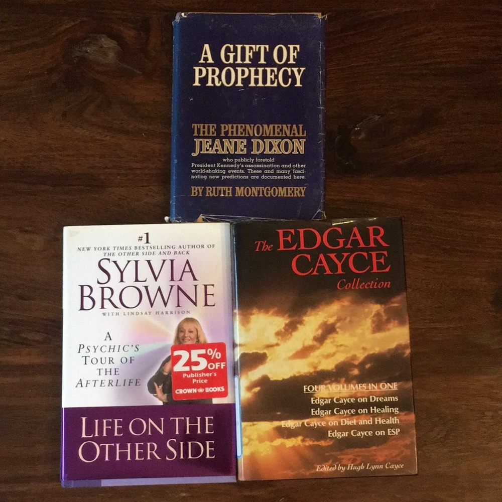 3 Books on ESP Dreams Prophecy by Edgar Cayce Sylvia Browne Jeane Dixon
